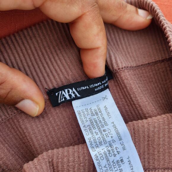 Zara Women's M-L Dusty Pink Knit High Waist Pencil Skirt Midi Stretch Tight - Picture 2 of 6